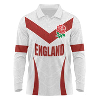 Custom England Rugby-The Red Rose Long Sleeve Polo Shirt Go Champions