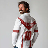 Custom England Rugby-The Red Rose Long Sleeve Polo Shirt Go Champions