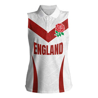 Custom England Rugby-The Red Rose Women Sleeveless Polo Shirt Go Champions
