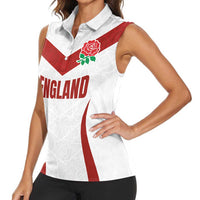 Custom England Rugby-The Red Rose Women Sleeveless Polo Shirt Go Champions