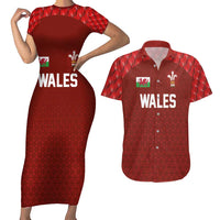 Custom Wales Rugby-The Three Feathers Couples Matching Short Sleeve Bodycon Dress and Hawaiian Shirt Go Champions