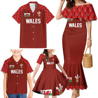 Custom Wales Rugby-The Three Feathers Family Matching Mermaid Dress and Hawaiian Shirt Go Champions