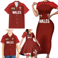 Custom Wales Rugby-The Three Feathers Family Matching Short Sleeve Bodycon Dress and Hawaiian Shirt Go Champions