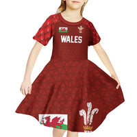 Custom Wales Rugby-The Three Feathers Kid Short Sleeve Dress Go Champions
