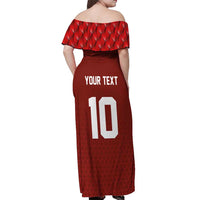 Custom Wales Rugby-The Three Feathers Off Shoulder Maxi Dress Go Champions