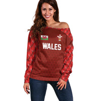 Custom Wales Rugby-The Three Feathers Off Shoulder Sweater Go Champions