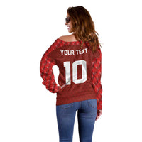Custom Wales Rugby-The Three Feathers Off Shoulder Sweater Go Champions