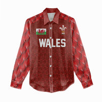 Custom Wales Rugby-The Three Feathers Women Casual Shirt Go Champions