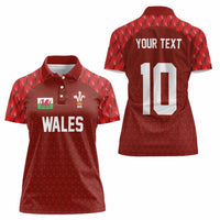 Custom Wales Rugby-The Three Feathers Women Polo Shirt Go Champions