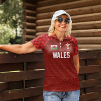 Custom Wales Rugby-The Three Feathers Women Polo Shirt Go Champions