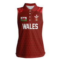 Custom Wales Rugby-The Three Feathers Women Sleeveless Polo Shirt Go Champions