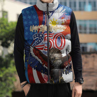 Philippines and United States Semiquincentennial Sleeveless Puffer Jacket Eagle and National Flag Style