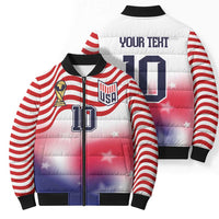 Custom United States Soccer Bomber Puffer Jacket American Flag Sporty Style