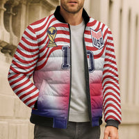 Custom United States Soccer Bomber Puffer Jacket American Flag Sporty Style