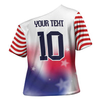 Custom United States Soccer Cross Shoulder Shirt American Flag Sporty Style