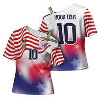 Custom United States Soccer Cross Shoulder Shirt American Flag Sporty Style