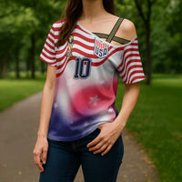 Custom United States Soccer Cross Shoulder Shirt American Flag Sporty Style