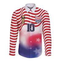 Custom United States Soccer Long Sleeve Button Shirt American Flag Sporty Style