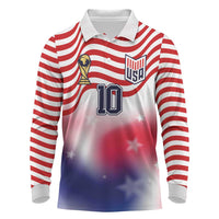 Custom United States Soccer Long Sleeve Polo Shirt American Flag Sporty Style