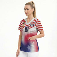 Custom United States Soccer Scrub Top American Flag Sporty Style