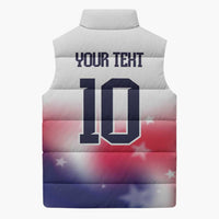 Custom United States Soccer Sleeveless Puffer Jacket American Flag Sporty Style