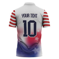 Custom United States Soccer Zipper Polo Shirt American Flag Sporty Style