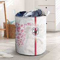 Japan National Football Laundry Basket Cherry Blossom Sakura Wave Traditional Graphic Art