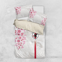 Japan National Football Bedding Set Cherry Blossom Sakura Wave Traditional Graphic Art