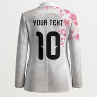 Custom Japan National Football Blazer Cherry Blossom Sakura Wave Traditional Graphic Art