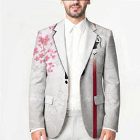 Custom Japan National Football Blazer Cherry Blossom Sakura Wave Traditional Graphic Art