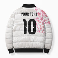 Custom Japan National Football Bomber Puffer Jacket Cherry Blossom Sakura Wave Traditional Graphic Art