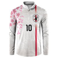 Custom Japan National Football Button Sweatshirt Cherry Blossom Sakura Wave Traditional Graphic Art