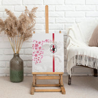 Japan National Football Canvas Wall Art Cherry Blossom Sakura Wave Traditional Graphic Art