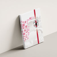 Japan National Football Canvas Wall Art Cherry Blossom Sakura Wave Traditional Graphic Art
