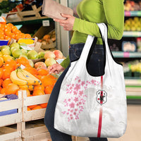 Japan National Football Grocery Bag Cherry Blossom Sakura Wave Traditional Graphic Art