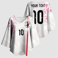 Custom Japan National Football Kimono Sleeve Blouse Cherry Blossom Sakura Wave Traditional Graphic Art