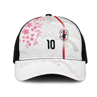 Custom Japan National Football Mesh Trucker Cap Cherry Blossom Sakura Wave Traditional Graphic Art