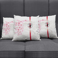 Japan National Football Pillow Cover Cherry Blossom Sakura Wave Traditional Graphic Art