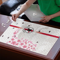 Japan National Football Puzzle Cherry Blossom Sakura Wave Traditional Graphic Art