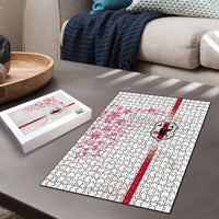 Japan National Football Puzzle Cherry Blossom Sakura Wave Traditional Graphic Art