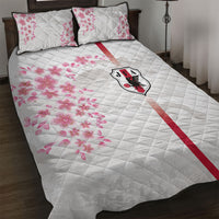Japan National Football Quilt Bed Set Cherry Blossom Sakura Wave Traditional Graphic Art