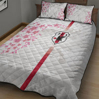 Japan National Football Quilt Bed Set Cherry Blossom Sakura Wave Traditional Graphic Art