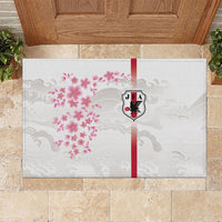 Japan National Football Rubber Doormat Cherry Blossom Sakura Wave Traditional Graphic Art