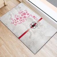 Japan National Football Rubber Doormat Cherry Blossom Sakura Wave Traditional Graphic Art