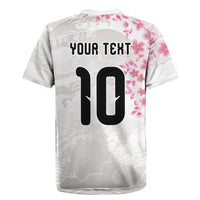 Custom Japan National Football Rugby Jersey Cherry Blossom Sakura Wave Traditional Graphic Art