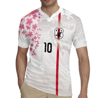 Custom Japan National Football Rugby Jersey Cherry Blossom Sakura Wave Traditional Graphic Art