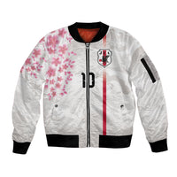 Custom Japan National Football Sleeve Zip Bomber Jacket Cherry Blossom Sakura Wave Traditional Graphic Art