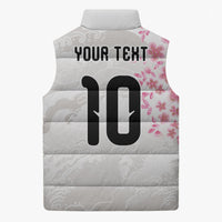 Custom Japan National Football Sleeveless Puffer Jacket Cherry Blossom Sakura Wave Traditional Graphic Art
