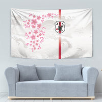 Japan National Football Tapestry Cherry Blossom Sakura Wave Traditional Graphic Art