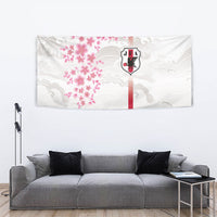 Japan National Football Tapestry Cherry Blossom Sakura Wave Traditional Graphic Art